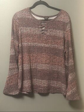 Hannah XL Burgundy Bell Sleeve Crisscross Top